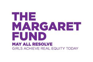 A purple and white logo for the margaret fund.