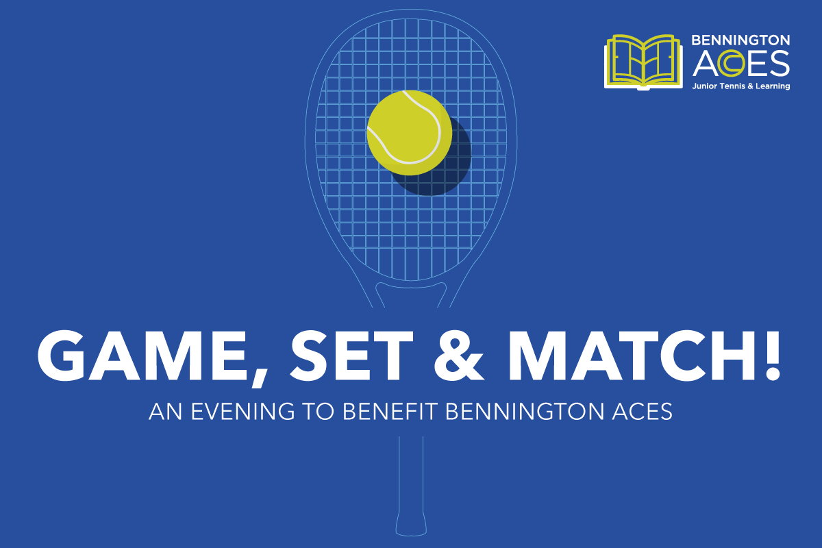 Game set and match poster in blue color