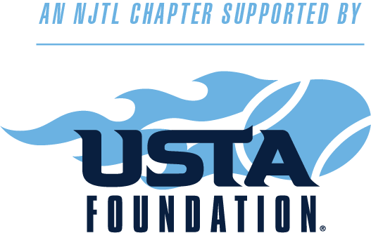 A blue and black logo for the usta foundation.